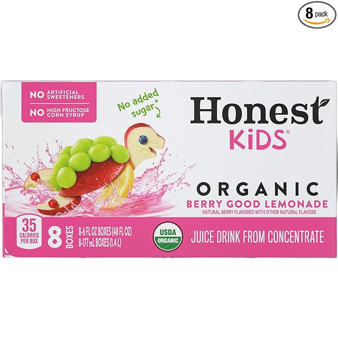 Honest Kids Organic Berry Good Lemonade, 8 boxes, 6 fz ea | Amazon (US)