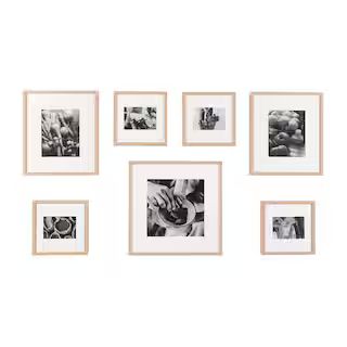 StyleWell Natural Brown Frame with White Matte Gallery Wall Picture Frames (Set of 7) H5-PH-275 -... | The Home Depot