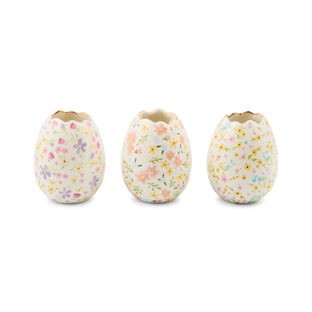 Posie Patch Ceramic Egg Vases, Set of 3 | MacKenzie-Childs