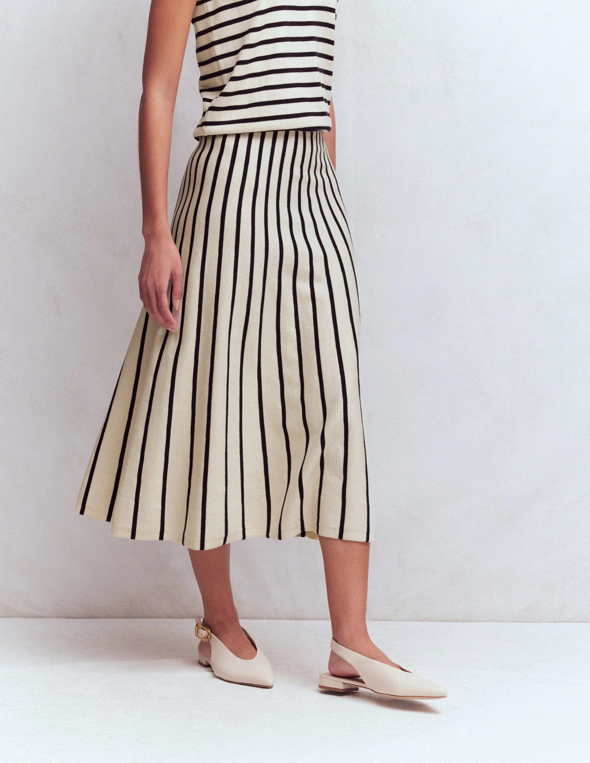 Liz Knitted Midi Skirt-Ivory Stripe | Boden (US)