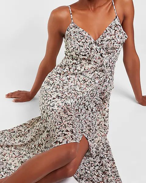 Printed Ruffle Wrap Front Maxi Dress | Express