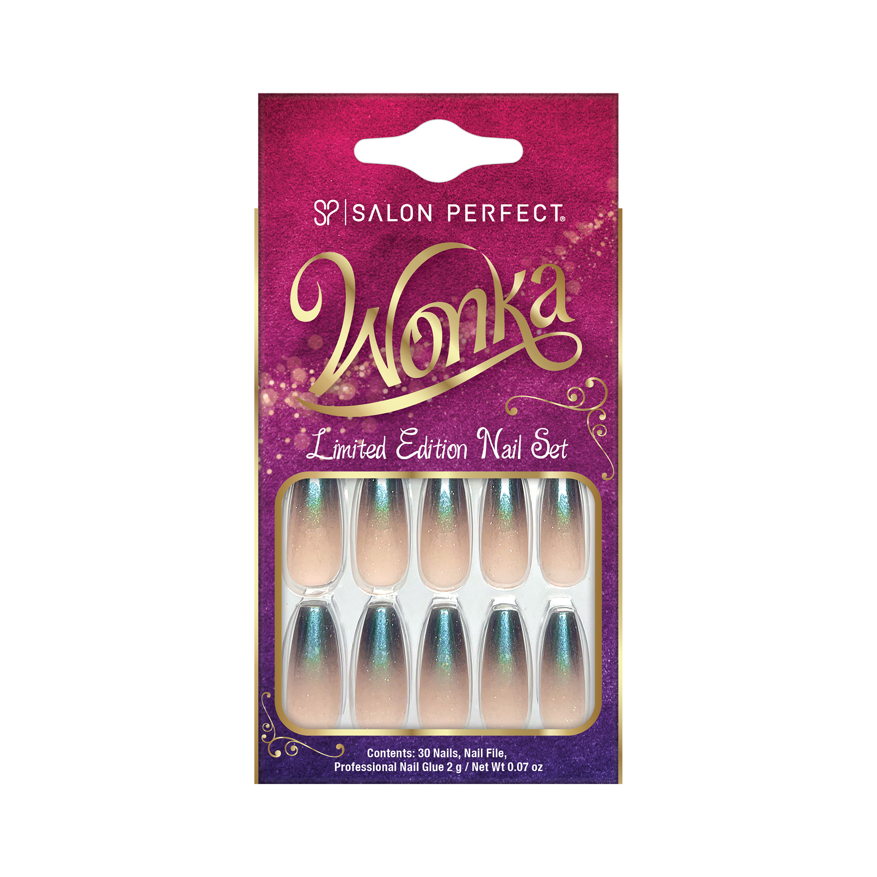 Salon Perfect Artificial Nail 239 Ombre Blue Glitter, File & Glue Included, 30 Nails | Walmart (US)