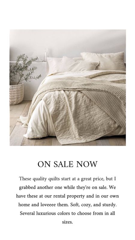 Linen quilts can be so pricey, but this line of bedding is an attainable luxury. Soft yet substantial, and available in a lovely catalog of colors, it is a foundation for the effortlessly elegant aesthetic we all love. Priced great to begin with, but on sale now. 

#LTKhome