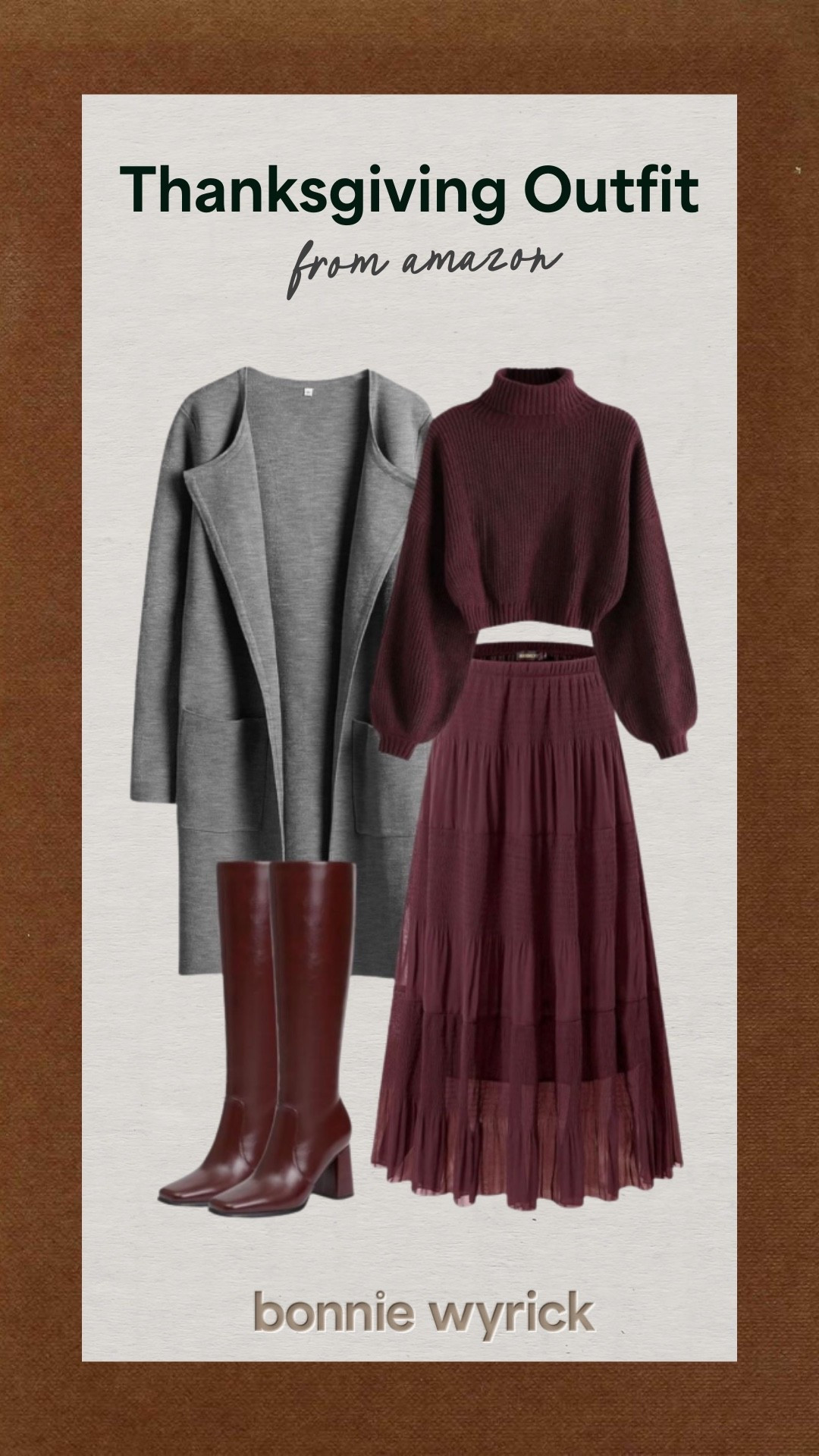 Thanksgiving outfit idea from Amazon! 

Midsize fall outfit idea, fall fashion, midsize fashion, trendy fashion, fall sweater, fall maxi skirt, fall coat, fall boots, women’s fashion
