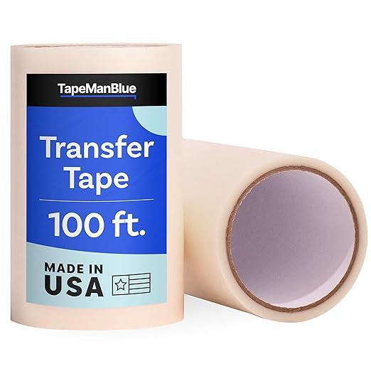 TapeManBlue Clear Transfer Tape for Vinyl - 6 inch Roll, Made in USA, Vinyl Transfer Tape with Me... | Amazon (US)