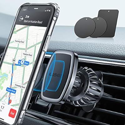 LISEN Phone Holder Car, [Upgraded Clip] Magnetic Phone Mount [6 Strong Magnets] Car Phone Mount [... | Amazon (US)