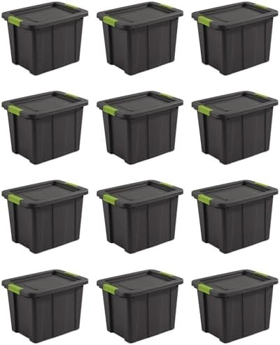 Sterilite 12-Pack Storage Bins with Lids, Heavy Duty Totes, Tuff1, 18 Gallon, Flat Gray | Amazon (US)