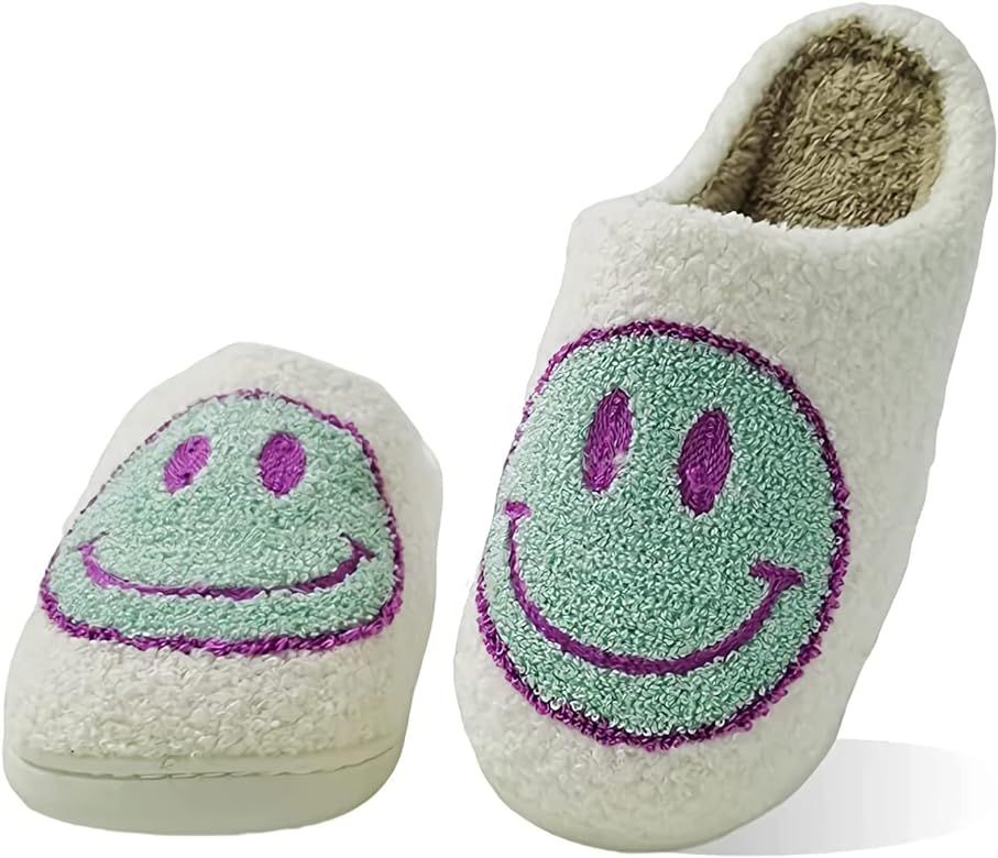 Smiley Face Slippers For Women And Men Water Proof Smiley Slippers With Smile Keep Warm Couples Slid | Amazon (US)