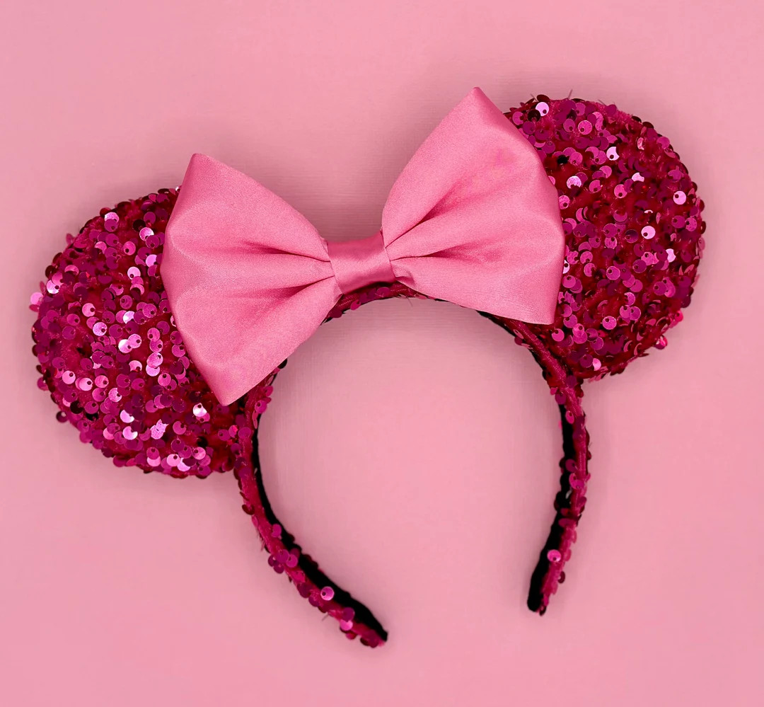 MADE TO ORDER Magenta Velvet and Sequin Mouse Ears | Headband Mouse Ears | Princess Ears | Castle... | Etsy (US)