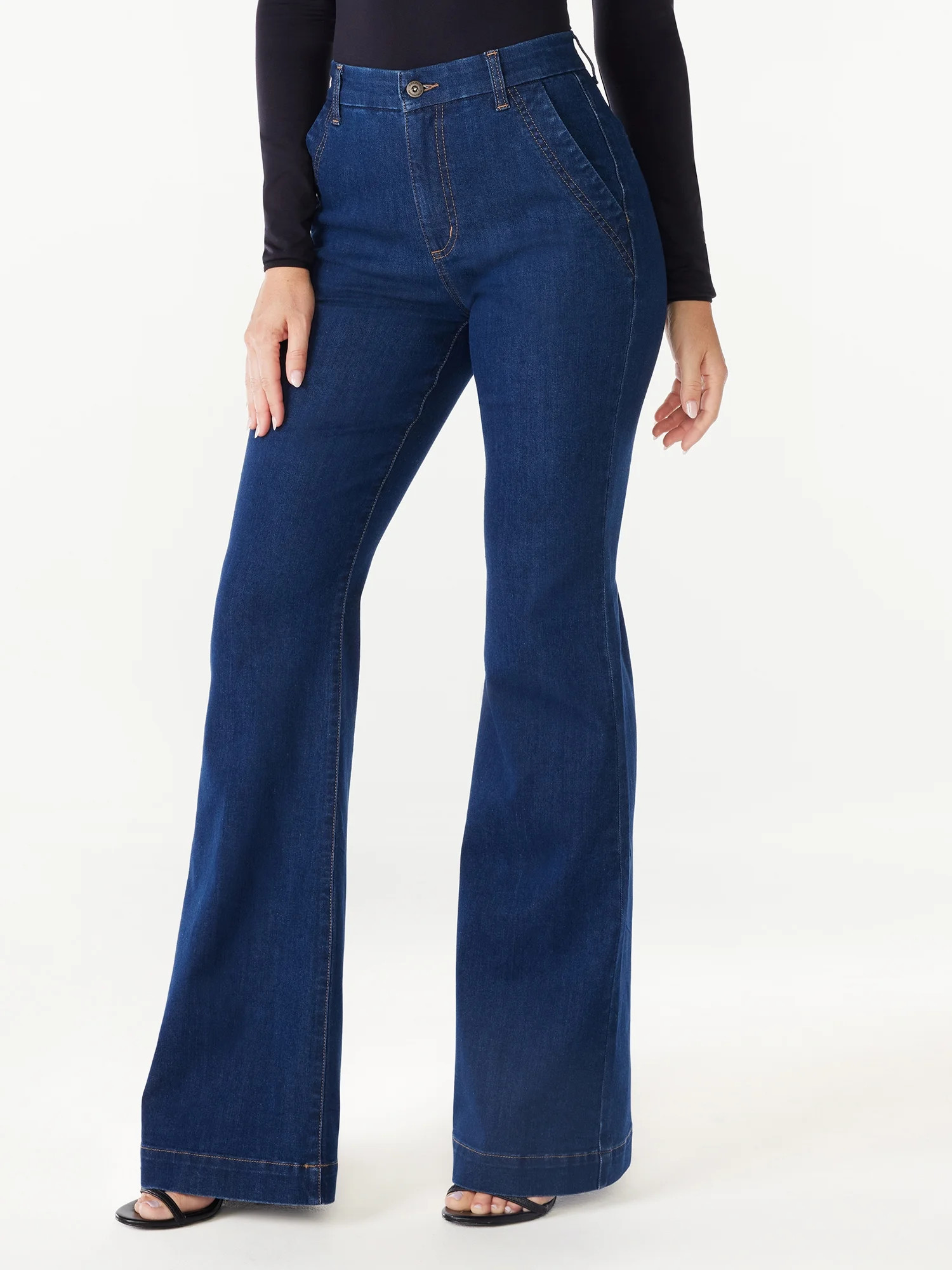 Sofia Jeans Women’s Flare Trouser High-Rise Jeans, 30.5” inseam | Walmart (US)