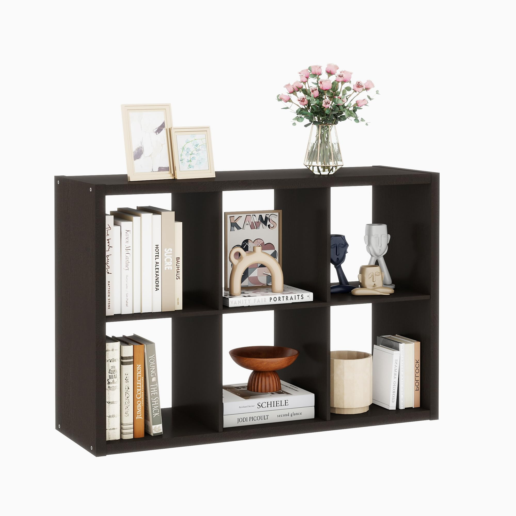 14.6 * 43.8 * 30 inches Engineered Wood 6 Cube Organizer, Black Cube Shelf with 6 Cube Storage, C... | Amazon (US)