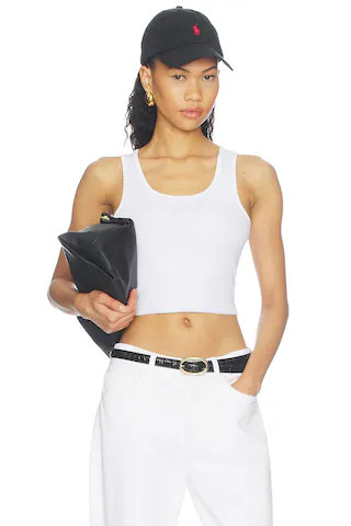 WAO Cropped Rib Tank in White. - size XXS | Revolve Clothing (Global)