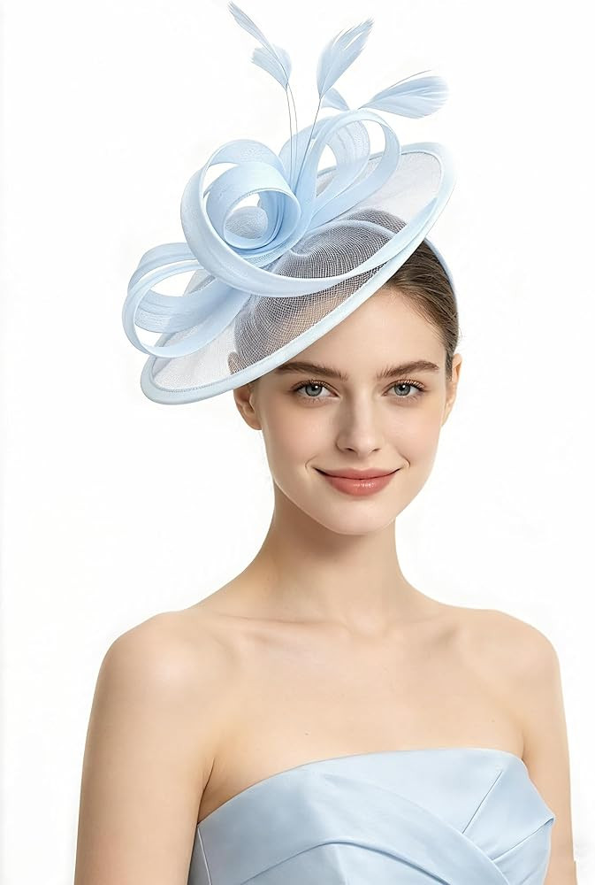 SAFERIN Fascinator for Women Hair Clip Hat Bowler Feather Flower Veil Wedding Party Tea Hat | Amazon (US)