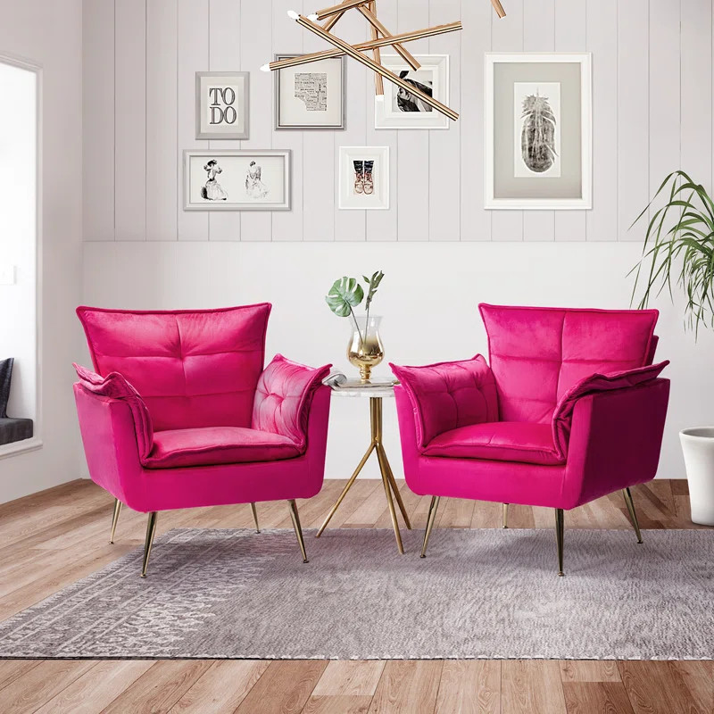 Toulouse 79.38cm Wide Tufted Polyester Armchair (Set of 2) | Wayfair North America