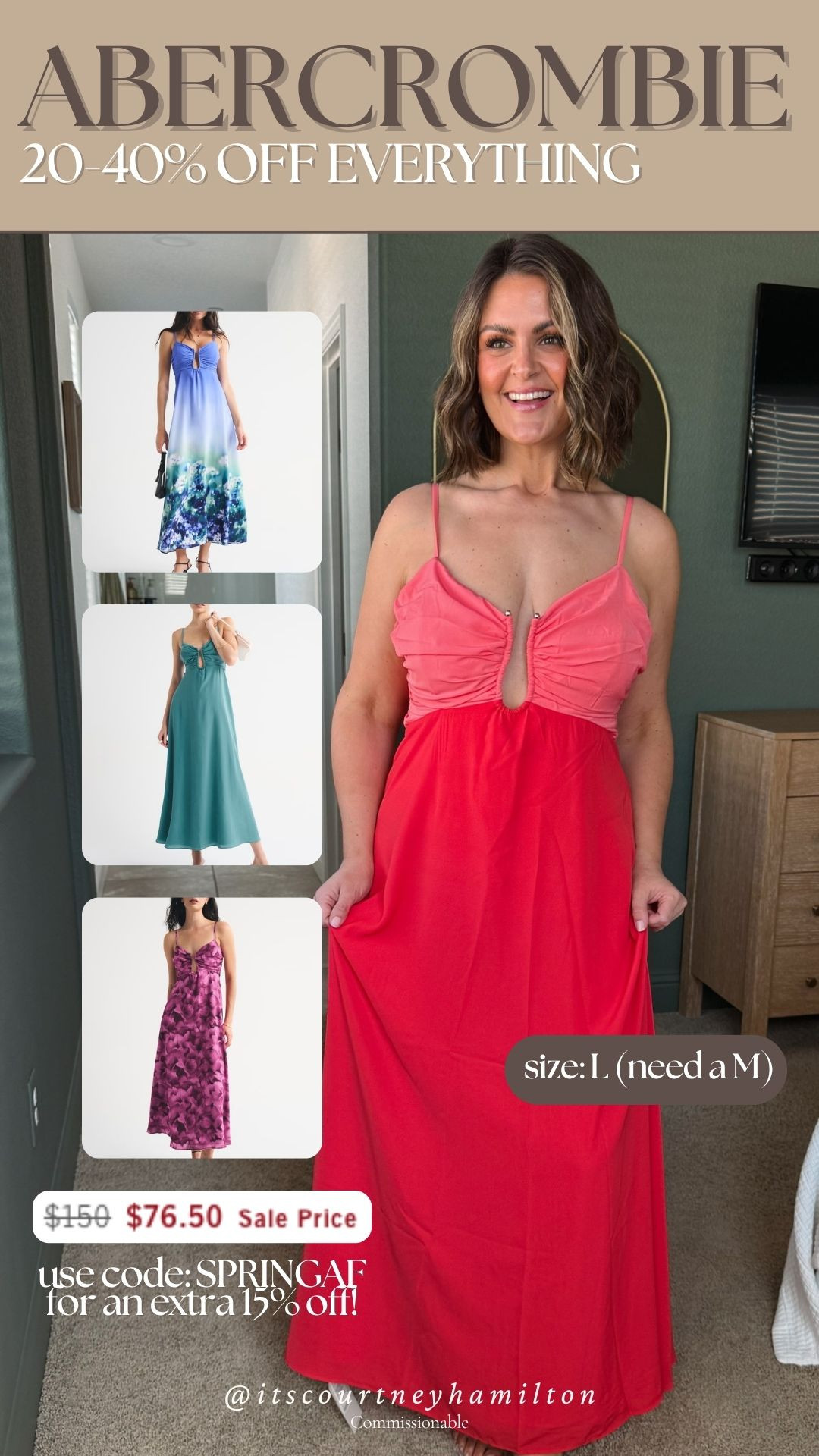20-40% off Everything from Abercrombie!! Use code SPRINGAF for an extra 15% off! I am wearing a large, but I need a medium!

watchnow, maxi dress, floral dress, fashion under 100, sale alert, midsize fashion, courtney hamilton 

 #LTKootd #LTKSeasonal #LTKMidsize