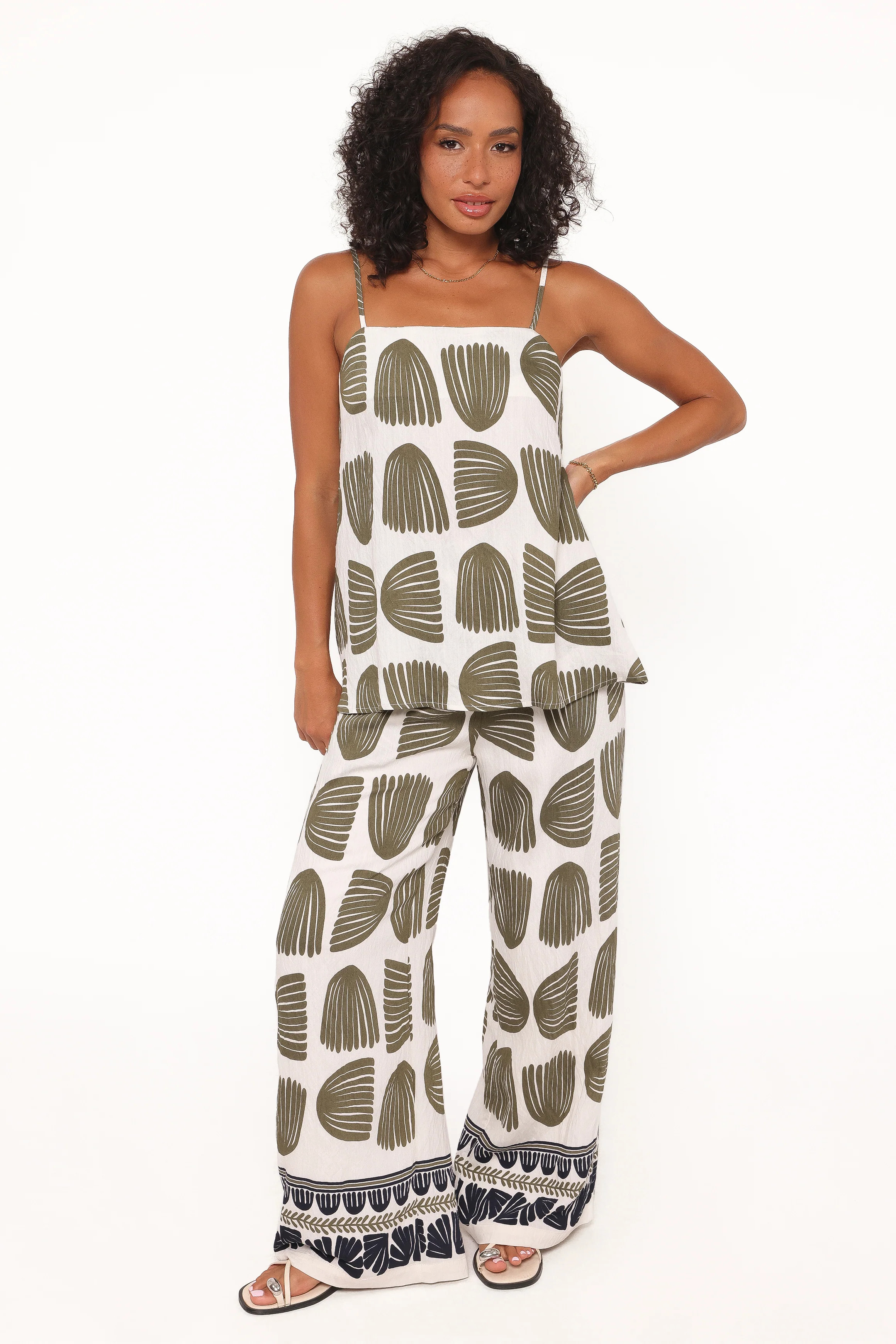 Brianna Pant Set - Green Palm Print | Petal & Pup (US)