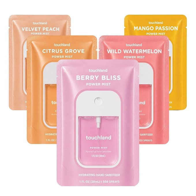 Touchland Juicy 5 Hydrating Hand Sanitizer Spray Set Travel Size | Amazon (US)