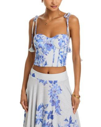 AQUA Placed Floral Bustier Top - Exclusive | Bloomingdale's Women | Bloomingdale's (US)