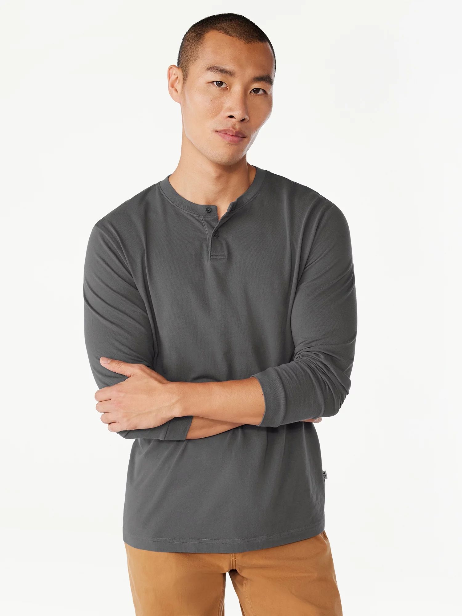 Free Assembly Men's Garment Dye Henley Shirt with Long Sleeves, Sizes XS-3XL | Walmart (US)