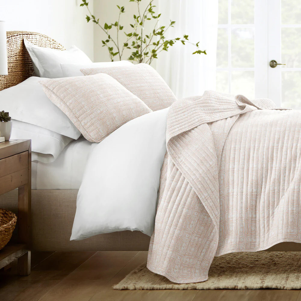 Geometric Maze Quilted Coverlet Set | Linens and Hutch