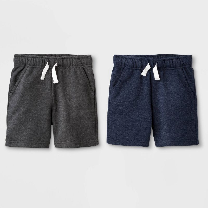 Toddler Boys' 2pk French Terry Play Pull-On Shorts - Cat & Jack™ Charcoal/Navy | Target