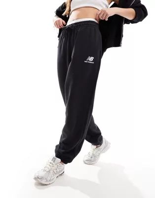 New Balance Essentials stacked logo french terry sweatpant in black | ASOS | ASOS (Global)
