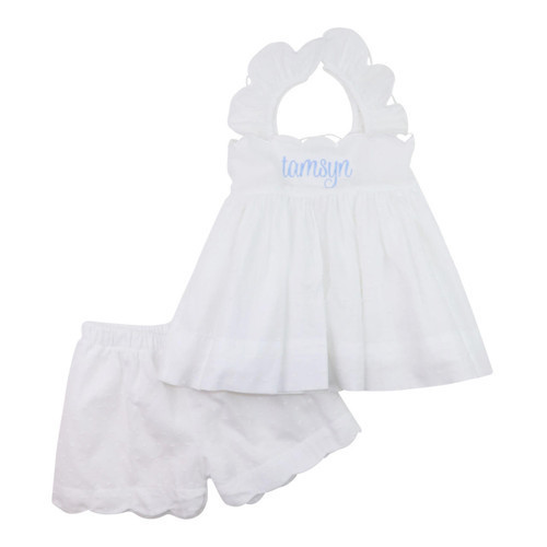White Swiss Dot Scalloped Short Set | Cecil and Lou