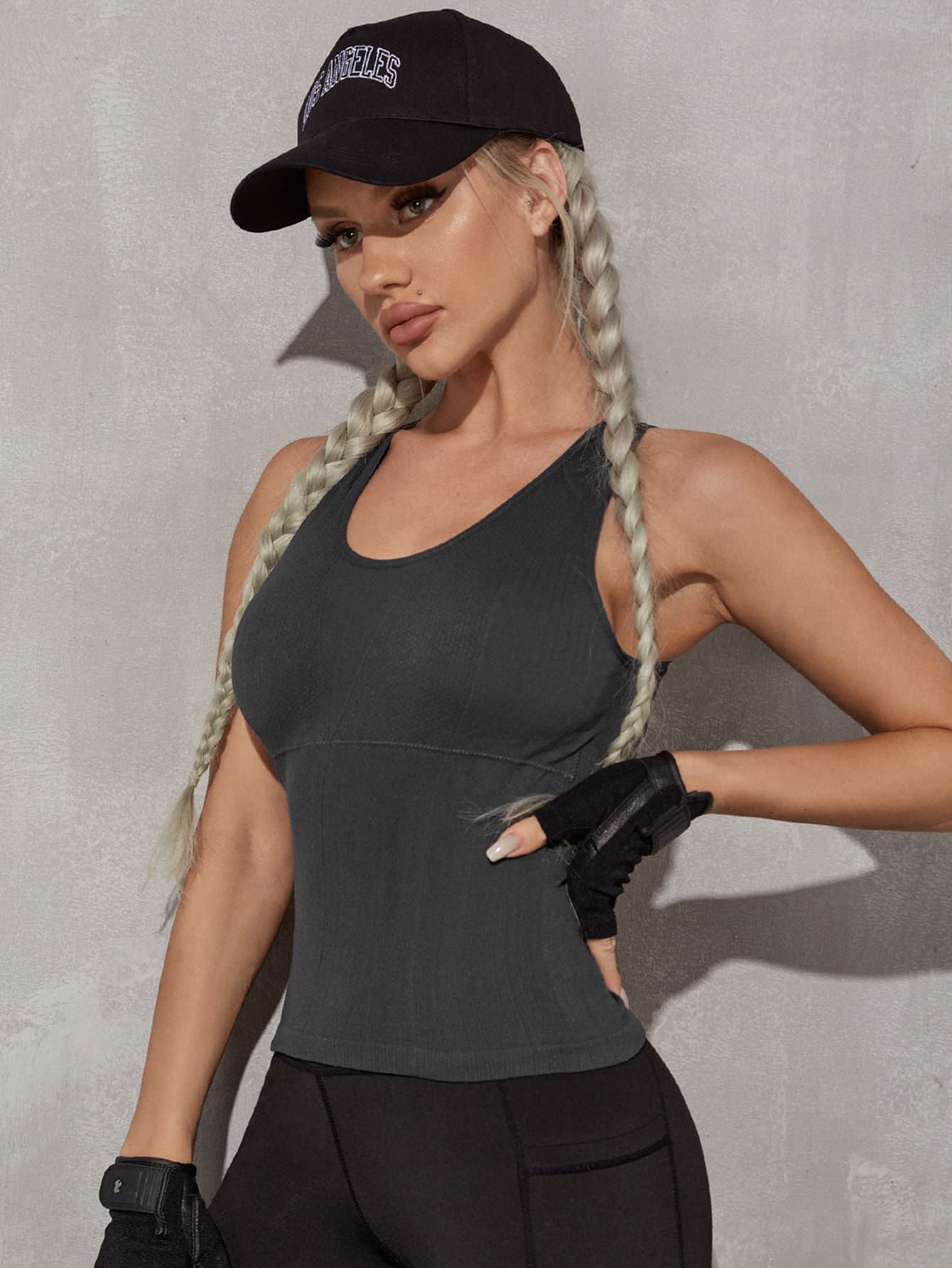 Seamless Cutout Back Sports Tee | SHEIN