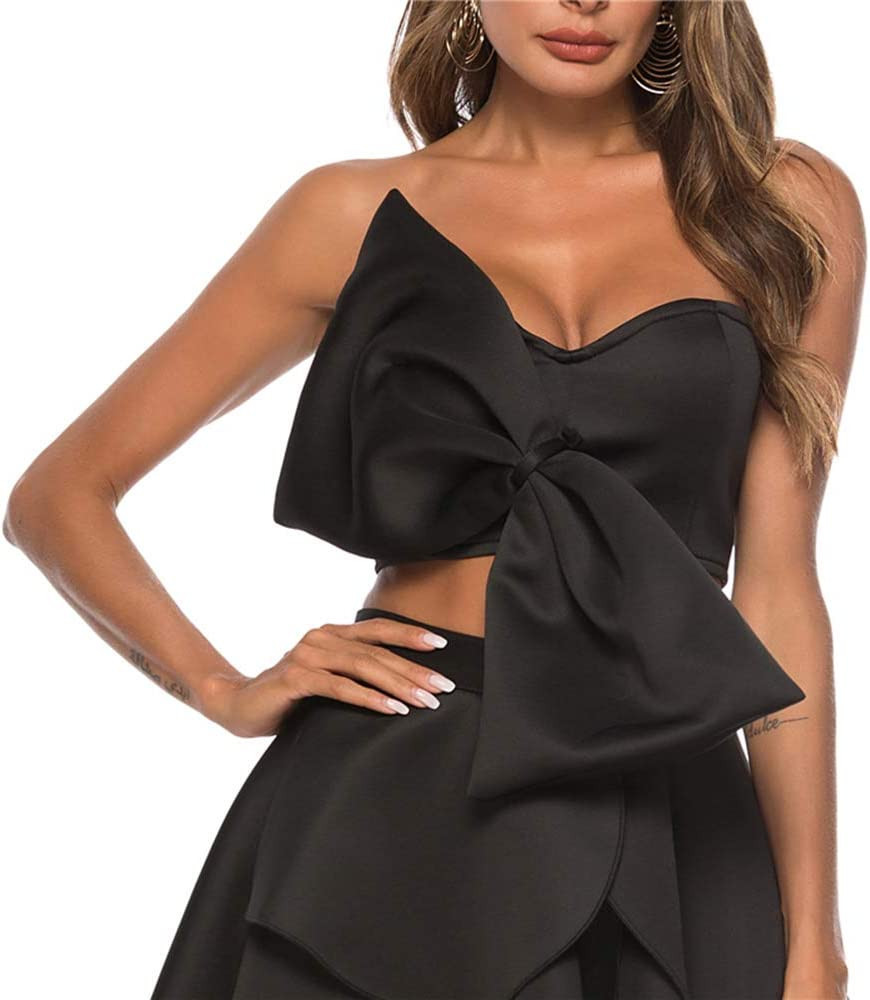 AOMEI Women's Bow Tie Tube Tops Bra Strapless Backless Crop Tank Top | Amazon (US)