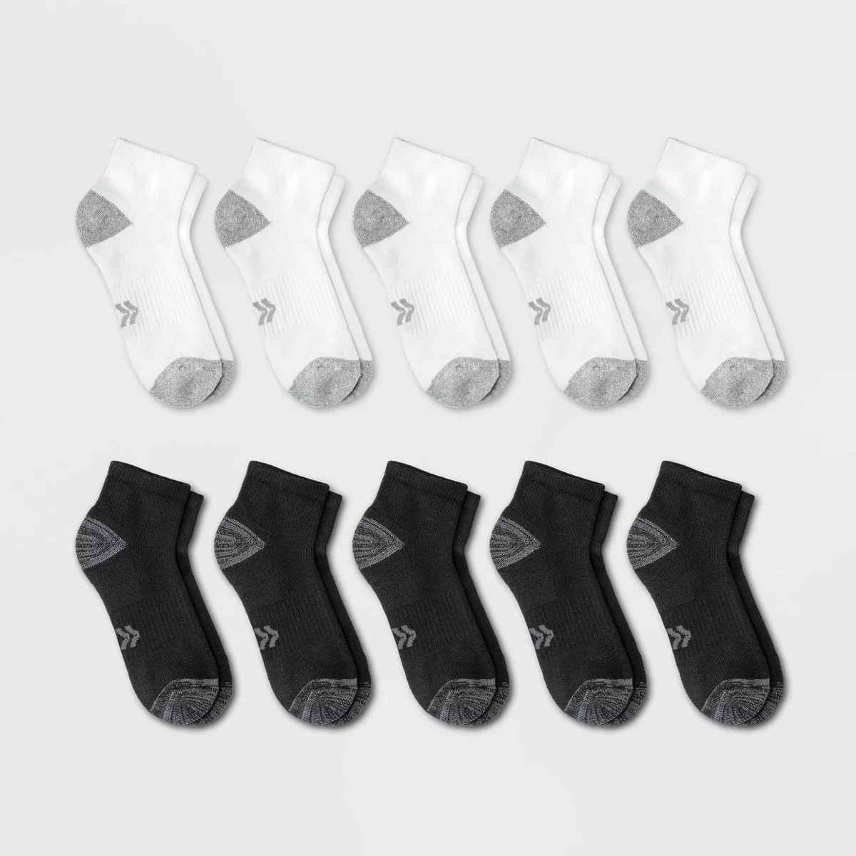 Women's Cushioned 10pk Ankle Athletic Socks - All In Motion™ White/Black 4-10 | Target