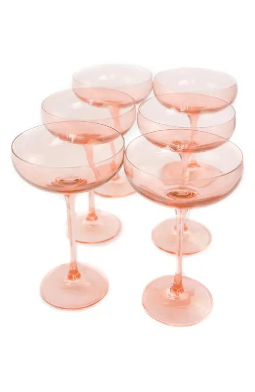 Estelle Colored Glass Set of 6 Stem Coupes in Blush Pink at Nordstrom | Nordstrom