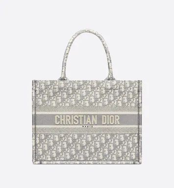 Medium Dior Book Tote Gray Dior Oblique Embroidery (36 x 27.5 x 16.5 cm) | DIOR | Dior Couture