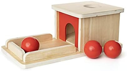 Montessori Object Permanence Box Wooden Toy Tray and Ball Drop w/ Three (3) Balls Baby First Lear... | Amazon (US)