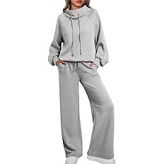 AUTOMET Lounge Sets for Women Sweatsuits 2 Piece Outfits 2025 Fall Drawstring Sweatshirt Wide Leg... | Amazon (US)