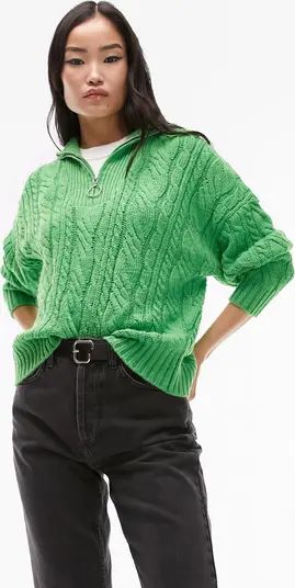 Oversize Cable Knit Half Zip Sweater | Nordstrom