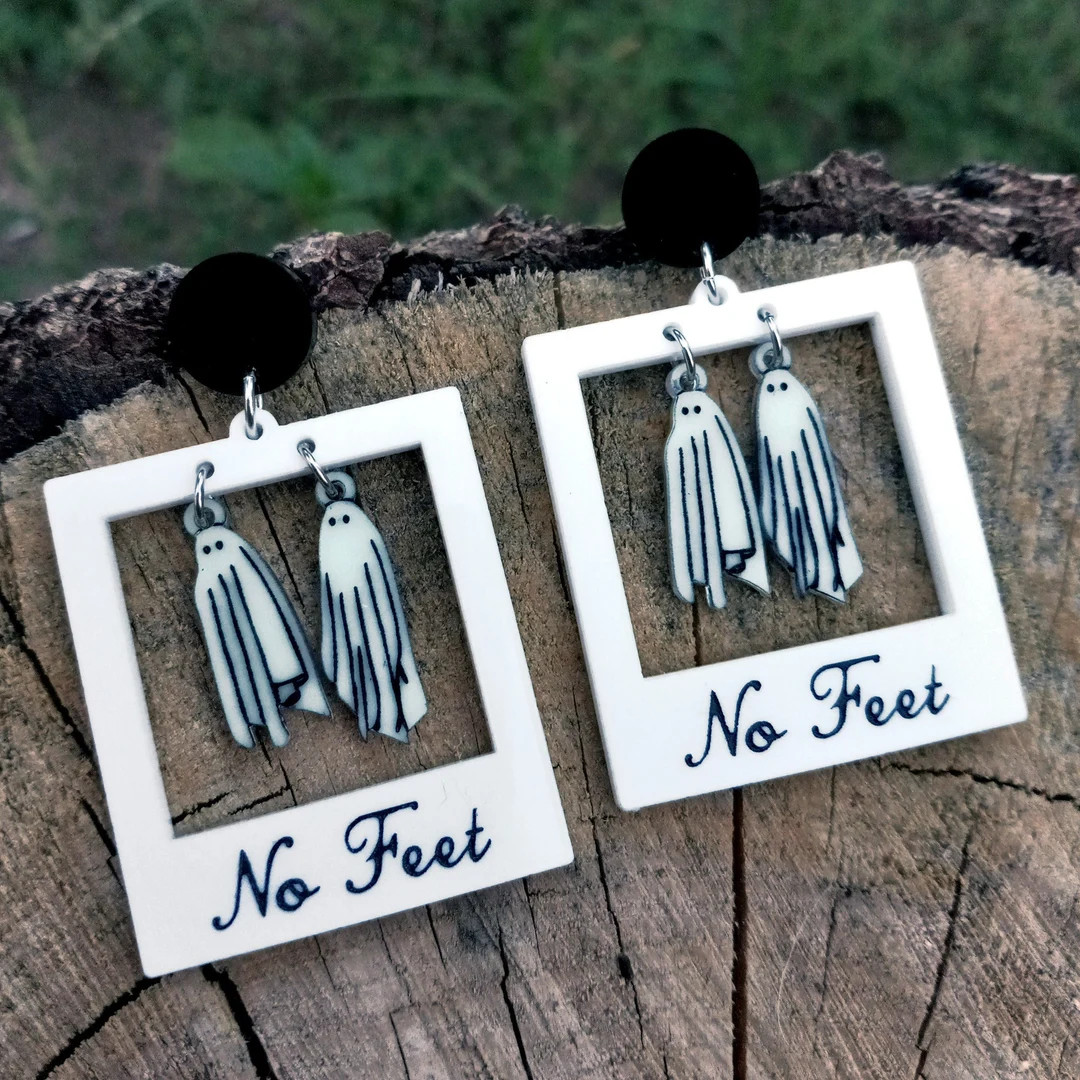 Glow in the Dark Beetlejuice Ghost Polaroid Dangle Stud - Etsy | Etsy (US)
