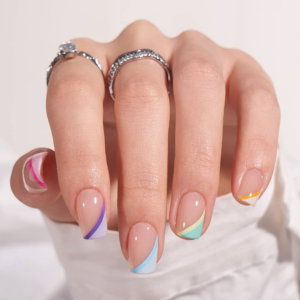 BTArtbox Short Press On Nails - Soft Gel French Tip Press On Nails, Supremely Fit & Natural Squar... | Amazon (US)