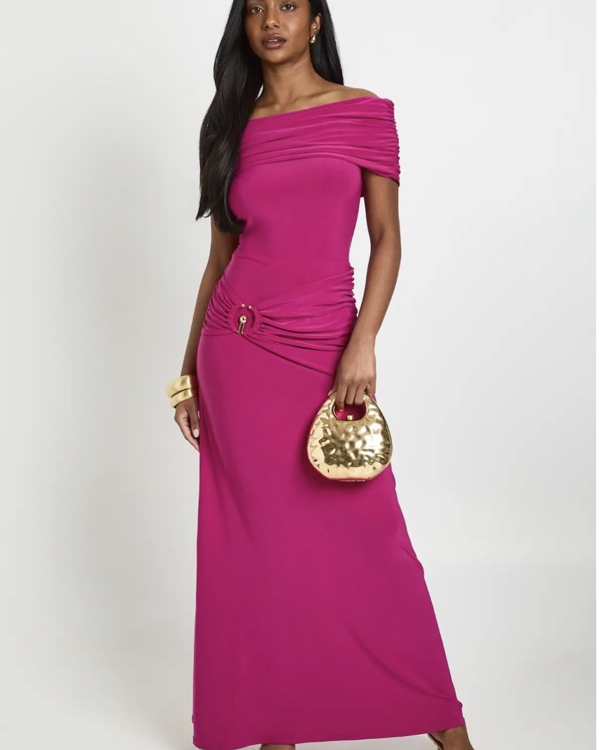 Elegant Ruched Bardot Neckline
Flattering Column Silhouette
Floor-Length Maxi Design
Perfect for Evening Events
Sleeveless Versatile Style
Description
Elegant Bardot neckline with sophisticated ruched detailing across the shoulder
Striking side ruching with decorative hardware accent for a flattering silhouette
Soft jersey fabric offers comfortable stretch and graceful drape
Floor-sweeping maxi length creates a dramatic evening profile
Figure-enhancing design that contours to your shape without restricting movement
Make an entrance in this show-stopping Bardot maxi dress, designed to turn heads at any evening occasion. The artfully ruched neckline creates an elegant off-shoulder effect that frames your décolletage beautifully, while the clever side gathering with hardware detail cinches the waist for a most flattering shape. The jersey fabric moves with you, ensuring comfort throughout the night without compromising on style. Pair with metallic strappy heels and a statement clutch as shown for cocktail parties or evening drinks. For cooler evenings, drape a lightweight pashmina over your shoulders. This versatile piece transitions effortlessly from sophisticated restaurant dinners to lively nightclub outings, making it an essential addition to your going-out wardrobe. The timeless silhouette ensures you'll reach for this dress season after season.
@boohoo

#LTKSaleAlert #LTKdayinmylife #LTKU