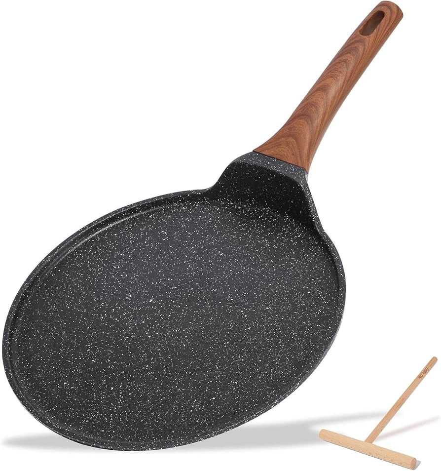 ESLITE LIFE Nonstick Crepe Pan with Spreader, 11 Inch Granite Coating Flat Skillet Tawa Dosa Tort... | Amazon (US)