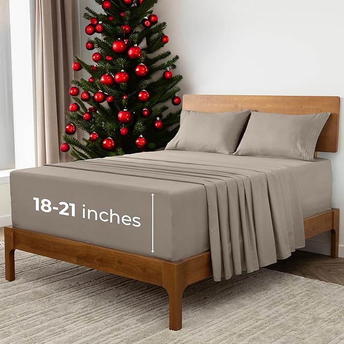 Mellanni Extra Deep King Sheets - 4 PC Iconic Collection Bedding - Hotel Luxury, Ultra Soft, Cool... | Amazon (US)