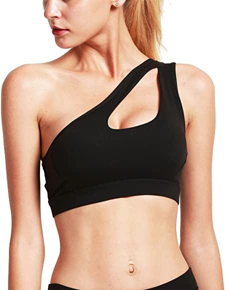 RUNNING GIRL One Shoulder Sports Bra Removable Padded Yoga Top Post-Surgery Wirefree Sexy Cute Me... | Amazon (US)