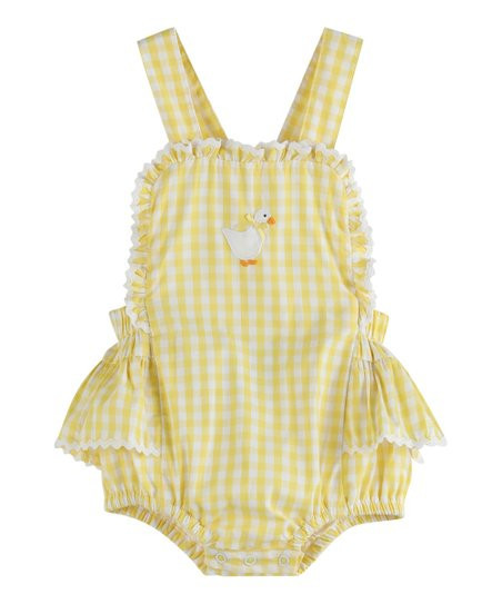 Lil Cactus Yellow & White Gingham Goose Ruffle-Accent Bodysuit - Infant & Toddler | Zulily