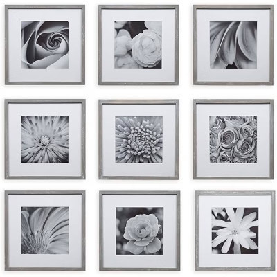 Gallery Perfect (Set of 9) 12"x12" Matted to 8"x8" Gallery Frames Gray | Target