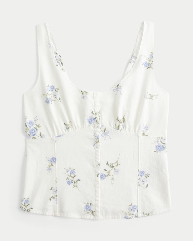 Women's Linen Blend Button-Through Top | Women's Tops | HollisterCo.com | Hollister (UK)