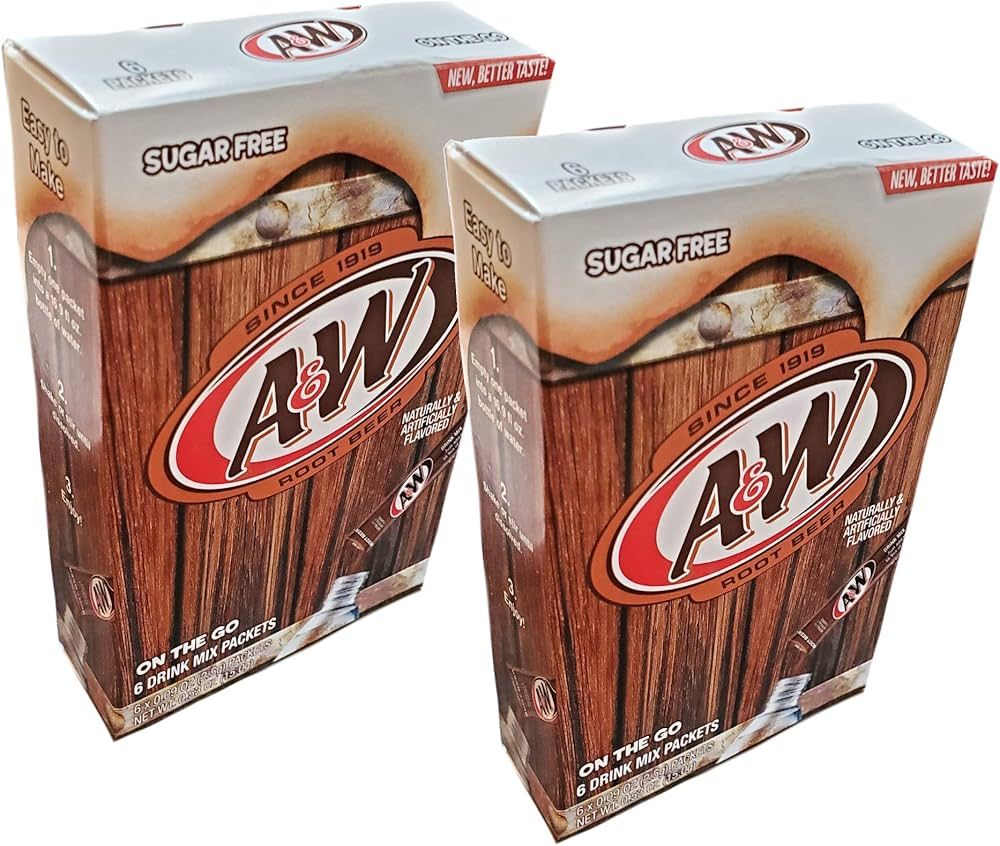 A&W Root Beer Caffeine/Sugar Free Classic On-the-Go Drink Mix Packets - 2 Pk (12 ct) | Amazon (US)