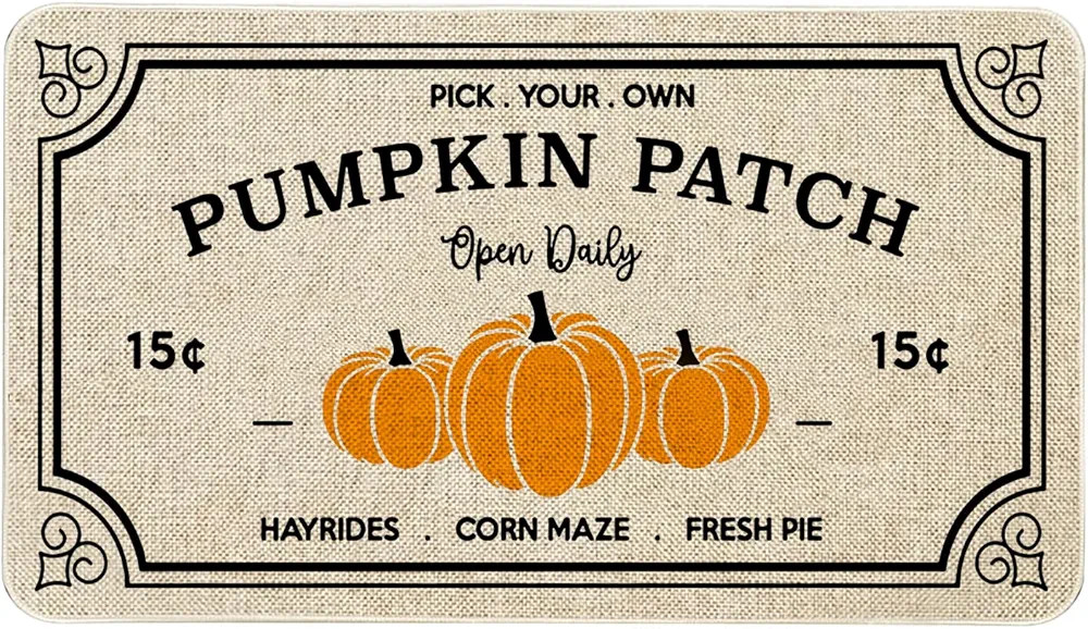 Mloabuc® Tapete decorativo de otoño de 17 x 30 pulgadas, tapete de parche de calabaza de otoño... | Amazon (US)