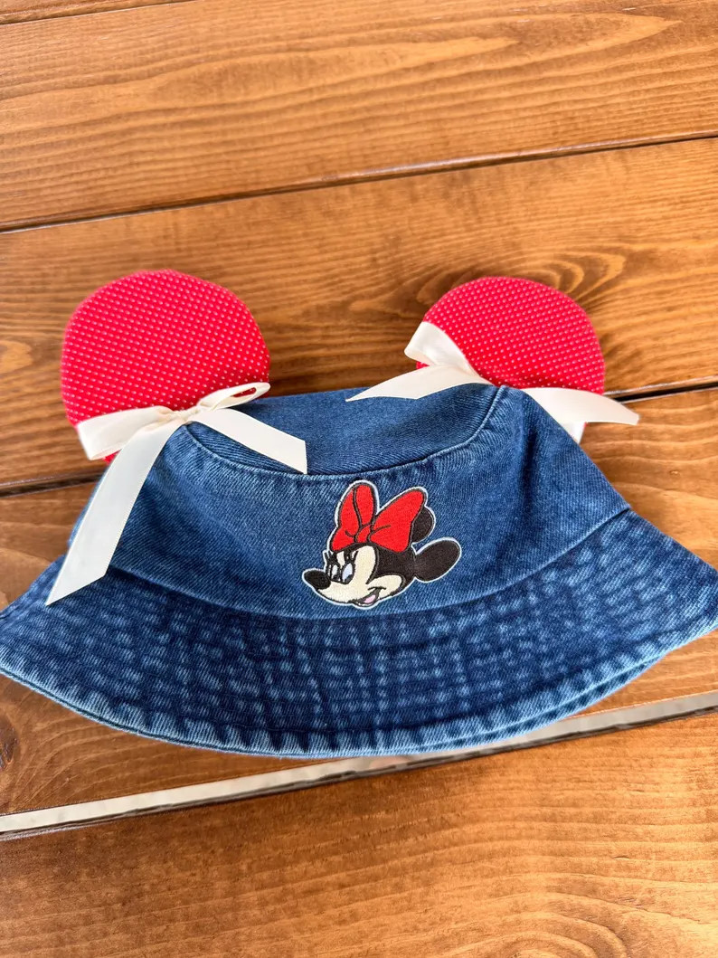 Mini polka dot Minnie Mouse bow Bucket hat ( kids 3-6 years old ) | Etsy (Global)