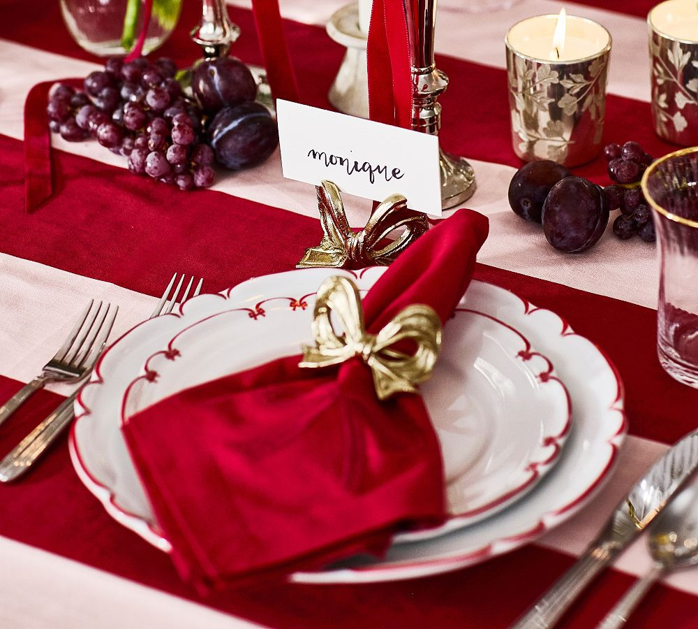 Monique Lhuillier Joy Red Bow Napkins – Set of 4 | Pottery Barn (US)