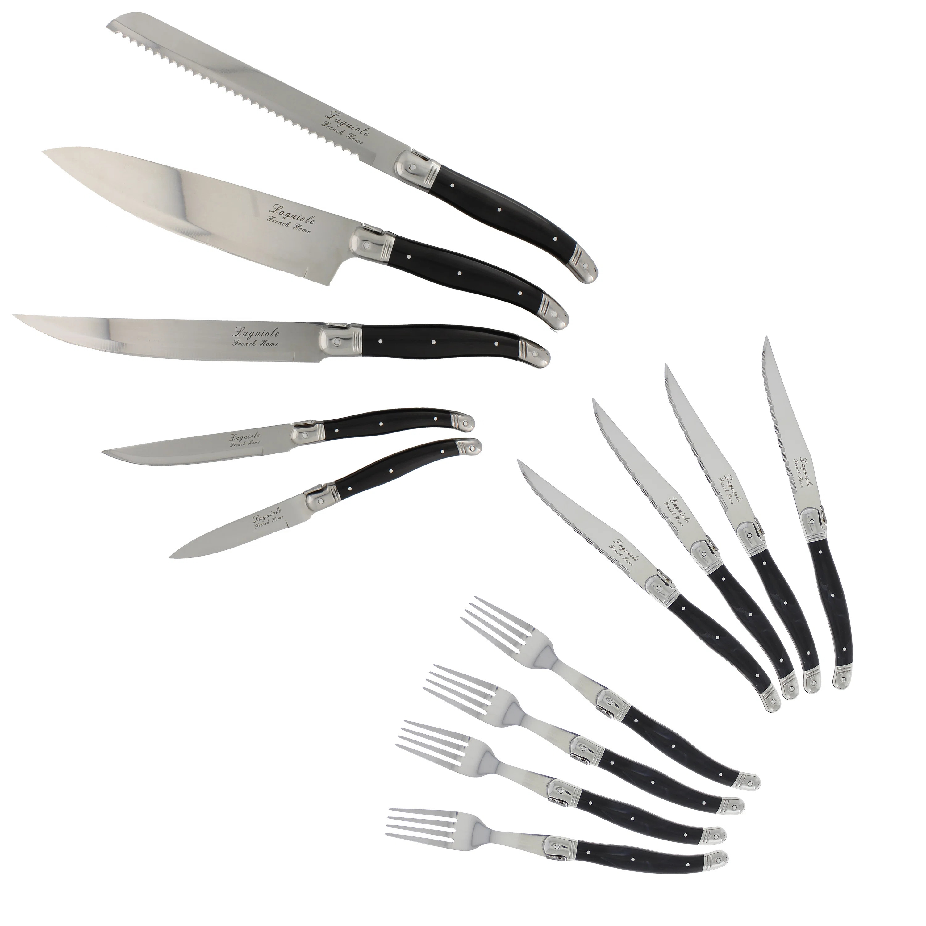 French Home Ultimate Laguiole Kitchen and Steak Knife & Fork 13-Piece Set | Wayfair North America