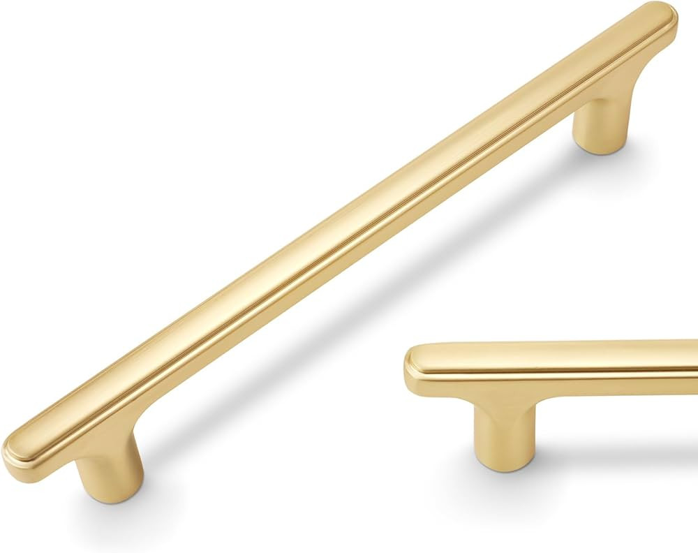 10 Pack 5 inch(128mm) Brushed Brass Kitchen Cabinet Handles Cabinet Pulls Gold Drawer Pulls Kitch... | Amazon (US)